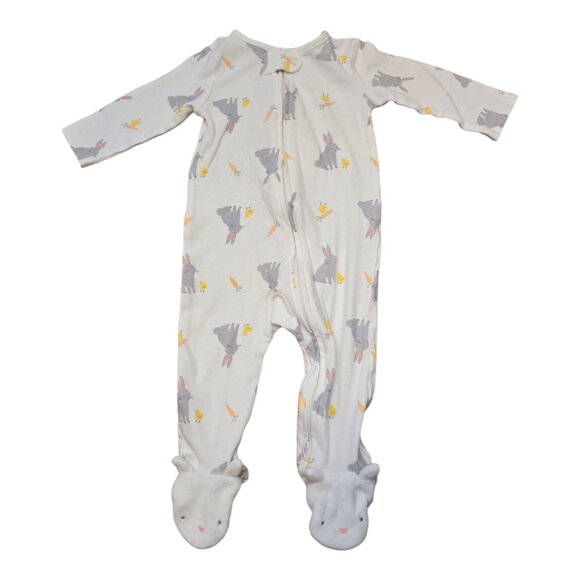 Footed CARTER'S Bunny Zip Front Sleep N' Play Sz 9m - Picture 1 of 5